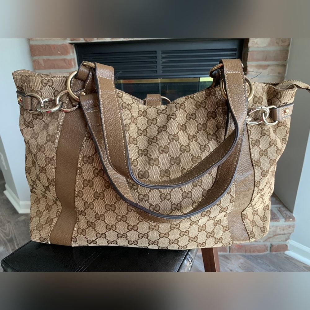 Gucci Brown Monogram Tote Bag